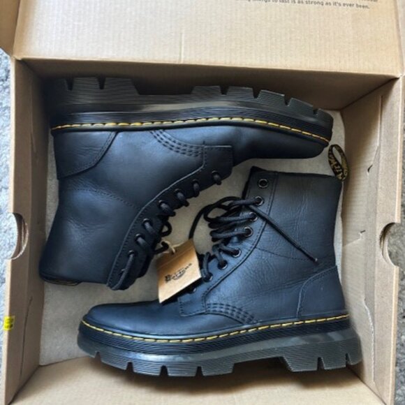 Dr. Martens - Unisex Adult Combs Leather Black Wyoming Boots - Woman's US 6 - Picture 3 of 10